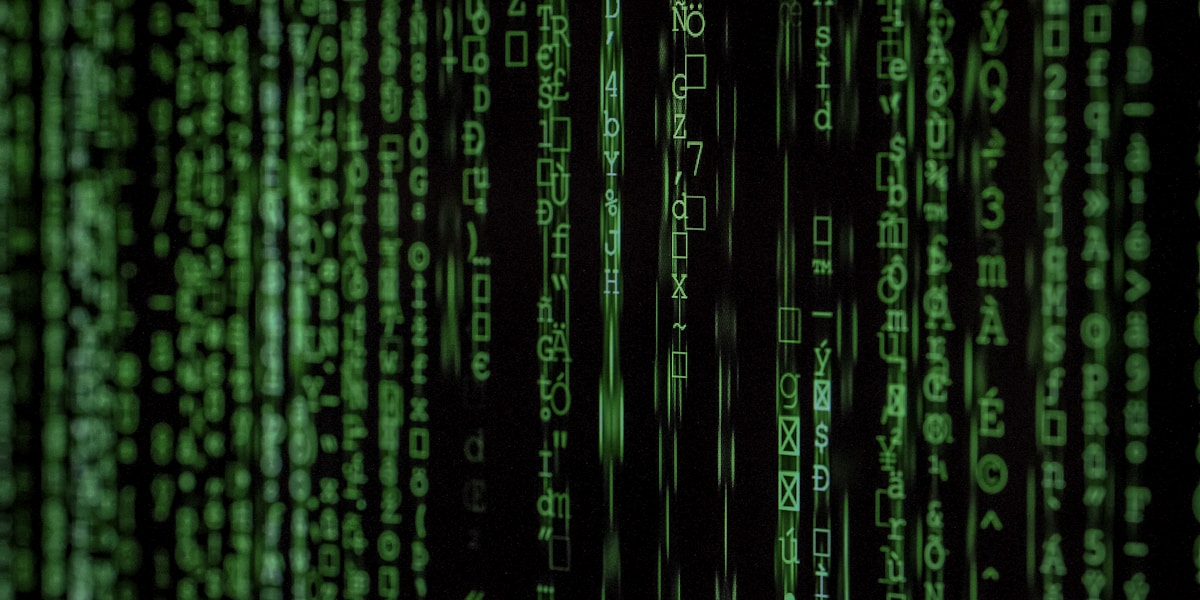 Code and matrix visualization representing prompt engineering