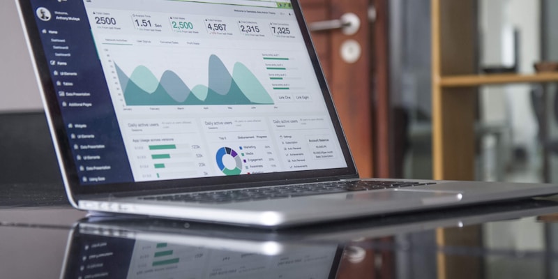 Business analytics dashboard on screen